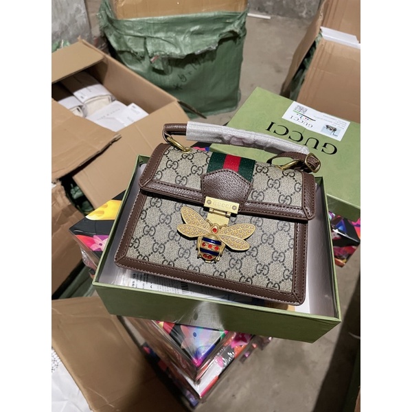 Túi xách GGci ong có quai cầm size 20- 25 kèm hộp dây vải đeo bản to