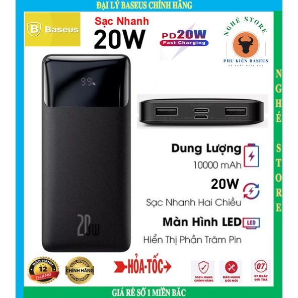 Pin sạc dự phòng 20W  Baseus 20.000Mah PPDML-M01 Màn hình FULL LED bảo hành chính hãng 12 tháng.