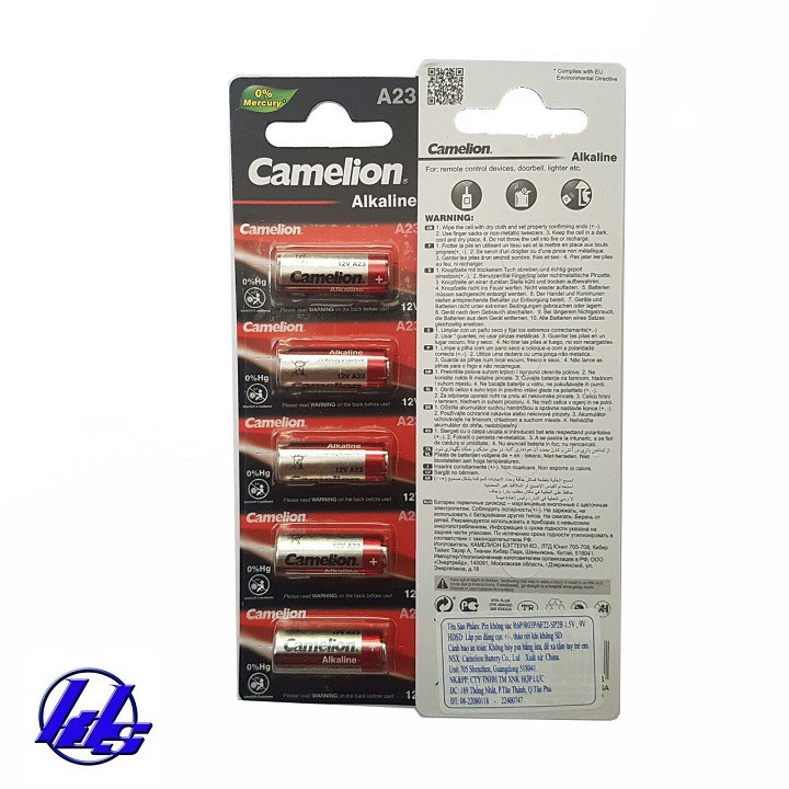 Pin Camelion A23, 23A, 23AE, MN23 Plus Alkaline - Vỉ 5 viên