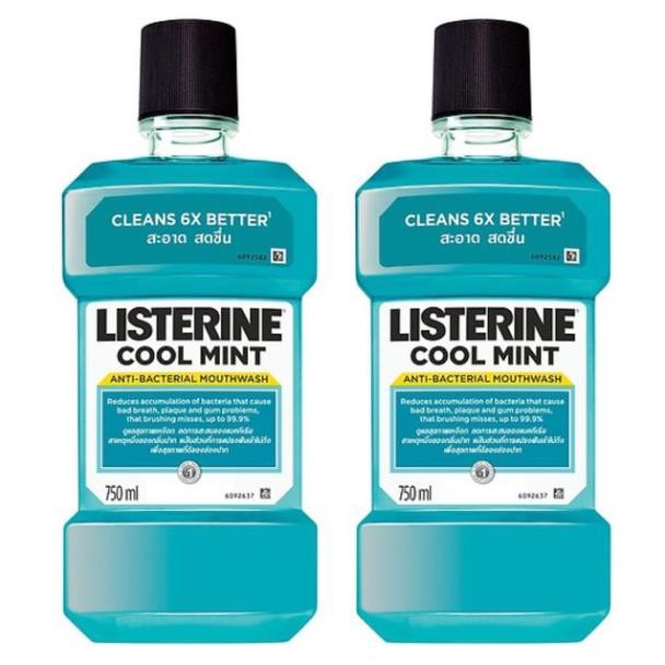 Combo 2 Nước Súc Miệng Hương Bạc Hà Listerine Cool Mint (750ml/Chai)