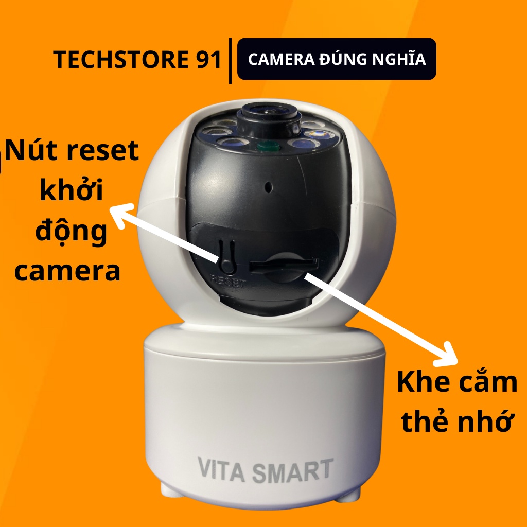Camera wifi chống trộm thông minh VITASMART , báo động bằng âm thanh tự thu âm, có đèn led trợ sáng ban đêm TECHSTORE91