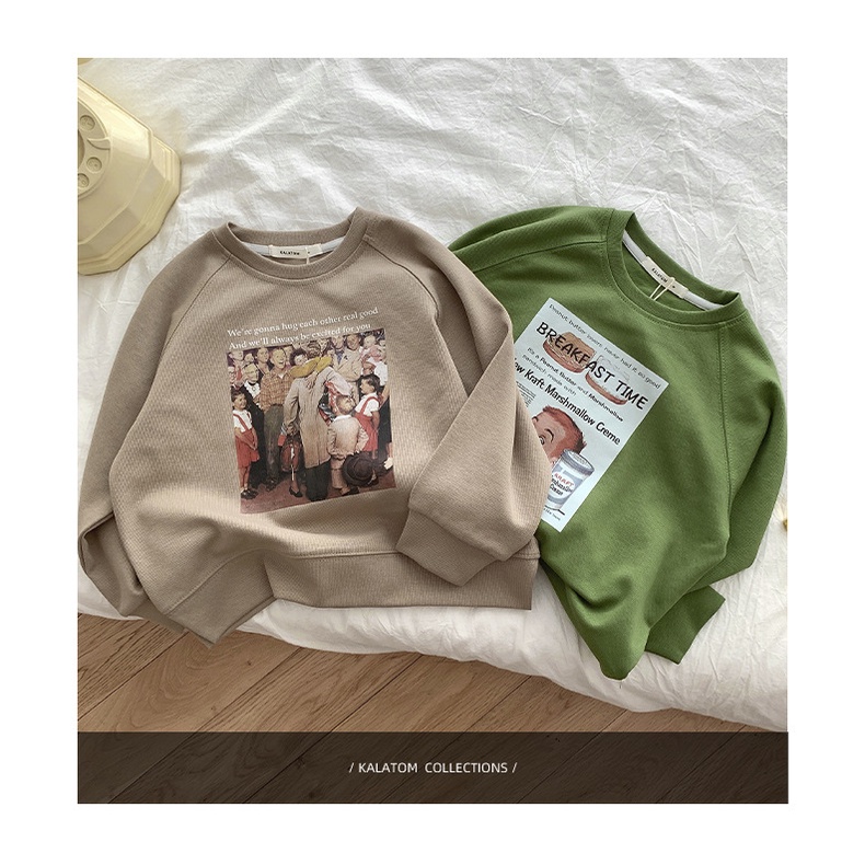 Áo nỉ 2 màu xanh nâu hàng cao cấp cho bé trai bé gái cực đẹp B72-21216