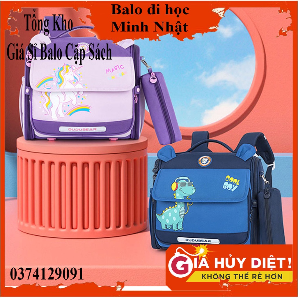 Ba Lô Học Sinh Chống Gù Họa Tiết Khủng Long/ Kì lân Phong Cách Anh Quốc Mới Cho Bé Trai và bé gái