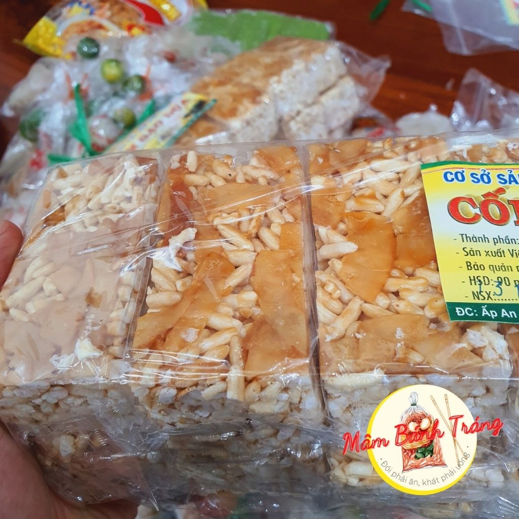 Bánh cốm gạo dừa thủ công đồ ăn vặt bánh cốm 10 gói/bịch - 04100039