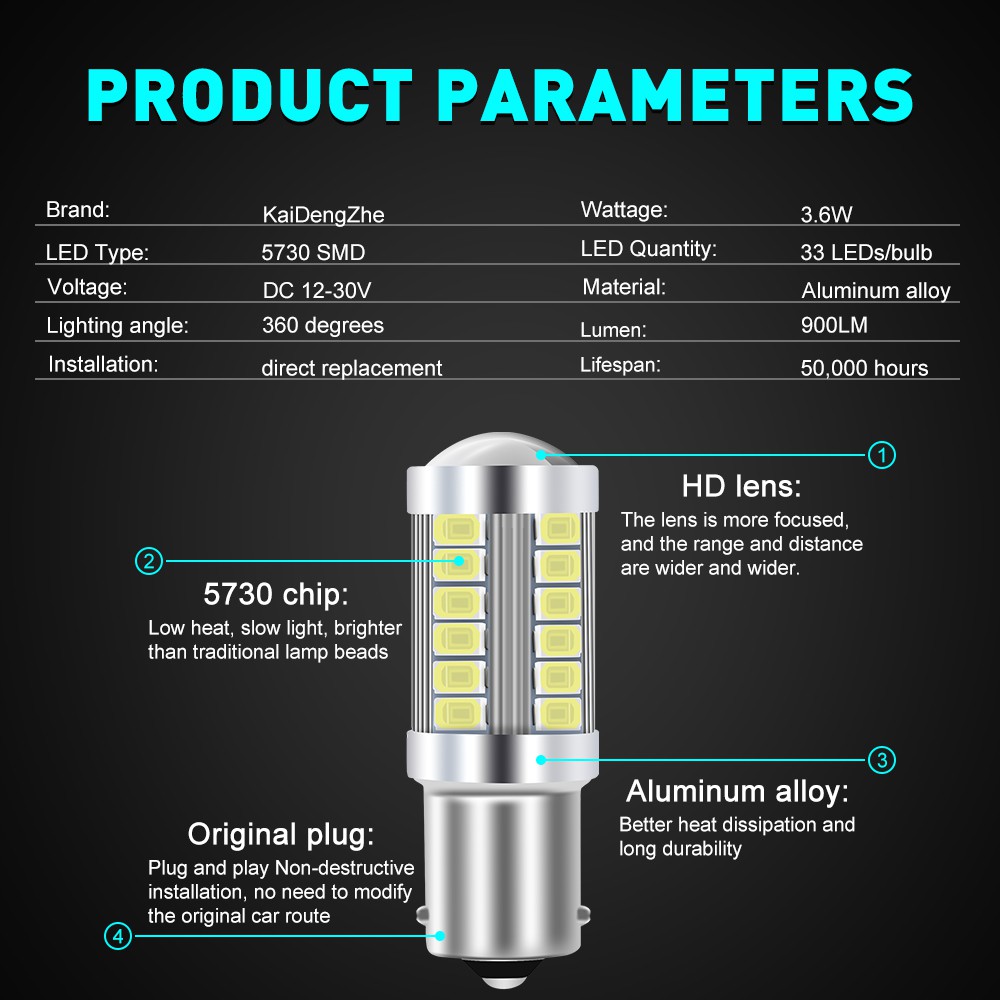 1 Bóng Đèn LED 33 Bóng 1157 BAY15D 1156 BA15S BAU15S 7440 T20 P21W Cho Xe Hơi