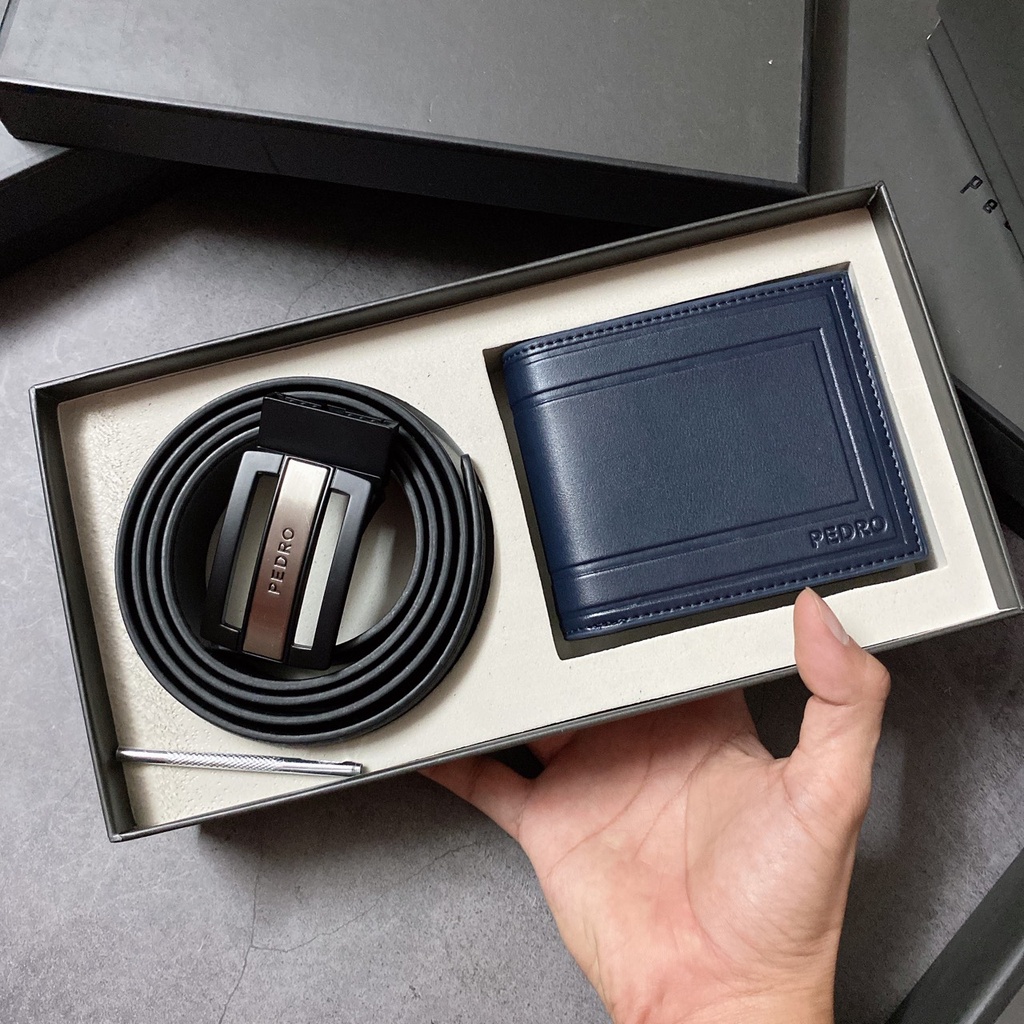 Set thăt lưng ví 2 viền khung+ nịt sọc giữa - S234