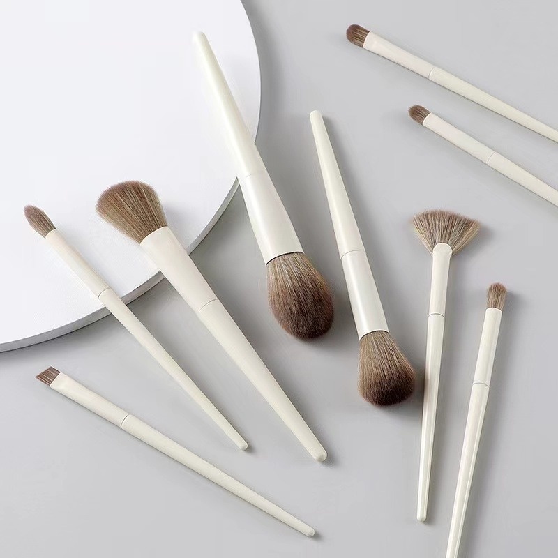 Set 10 Cọ Trang Điểm Phấn Nền Phấn Phủ Má Hồng Phấn Mắt Highlight Mềm Mại Màu Trắng