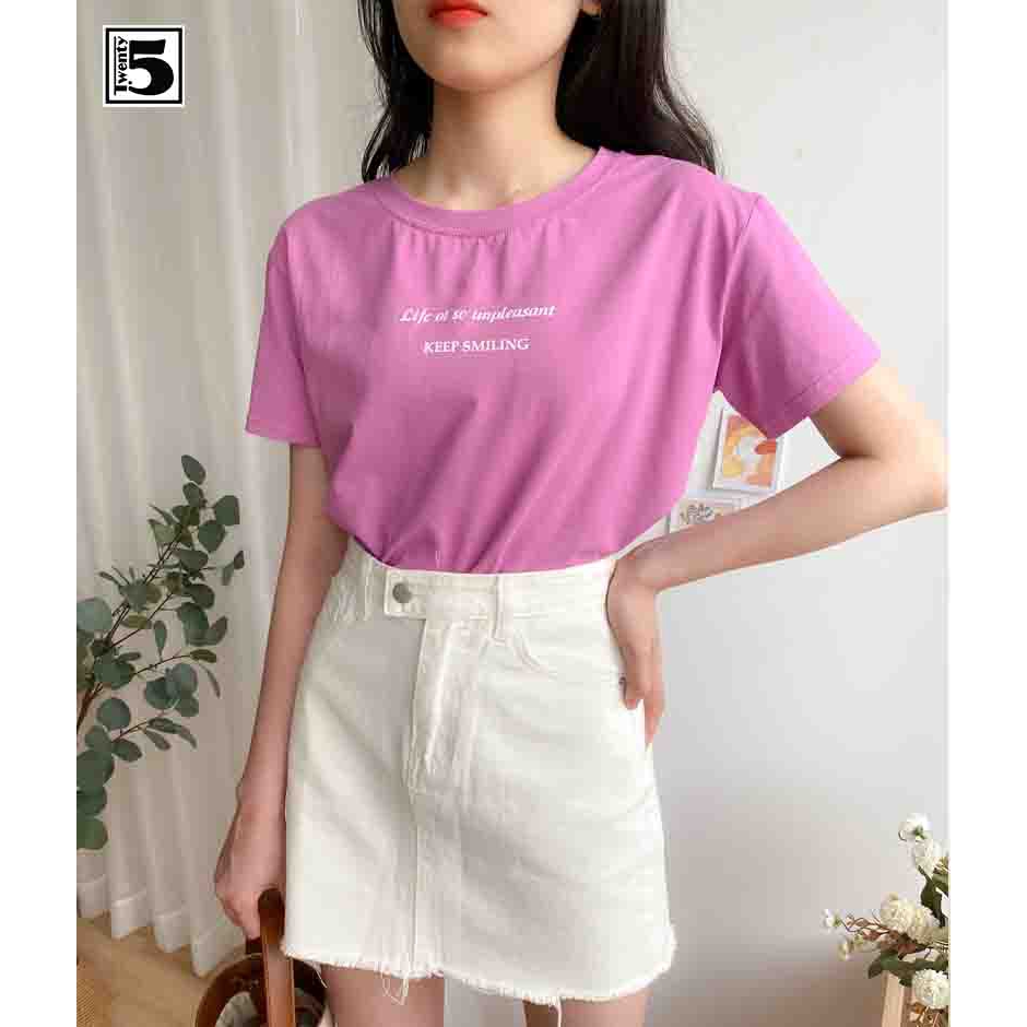 [Mã FASHIONMALLT4 giảm 15% đơn 150k] Áo thun chữ Keep Smiling 3238