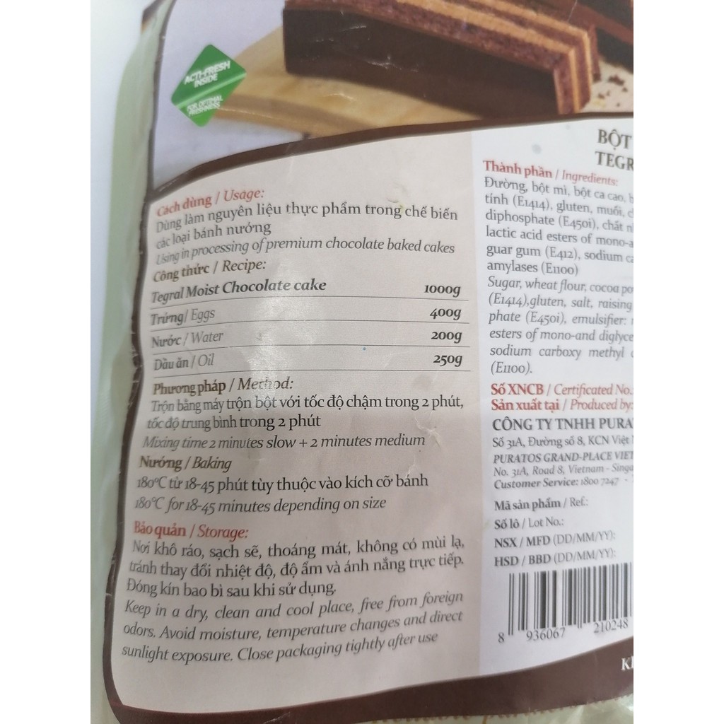 [Túi 1Kg – CHOCOLATE] BỘT TRỘN SẴN LÀM BÁNH [VN] PURATOS Tegral Moist Chocolate Cake (prt-hk5)
