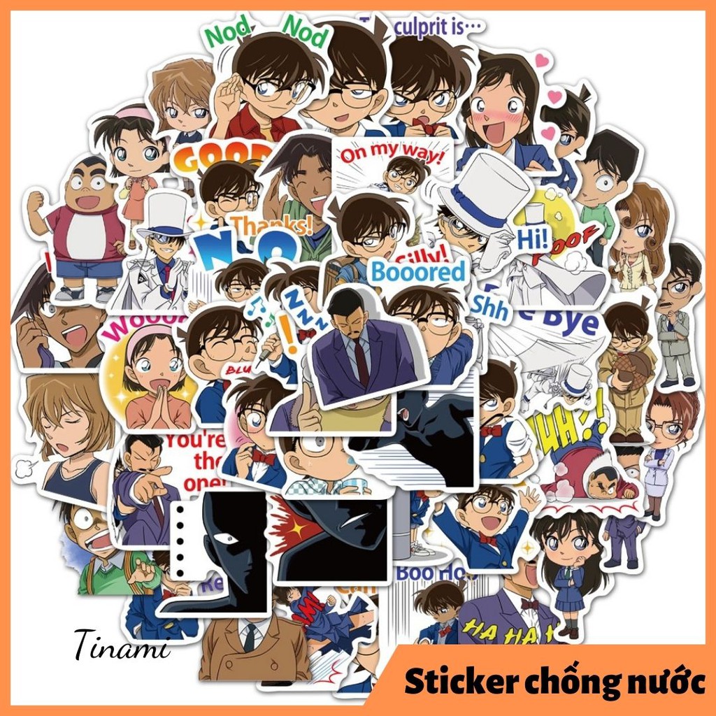 Sticker Conan Thám tử lừng danh dán điện thoại laptop vali mũ bảo hiểm xe máy chống nước