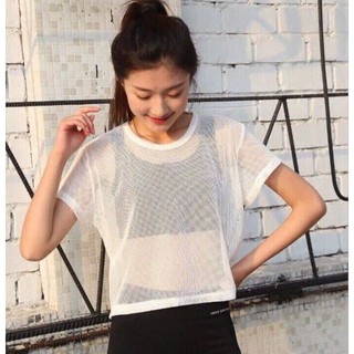 Áo Lưới Croptop Tập Gym, Yoga, Thể Thao