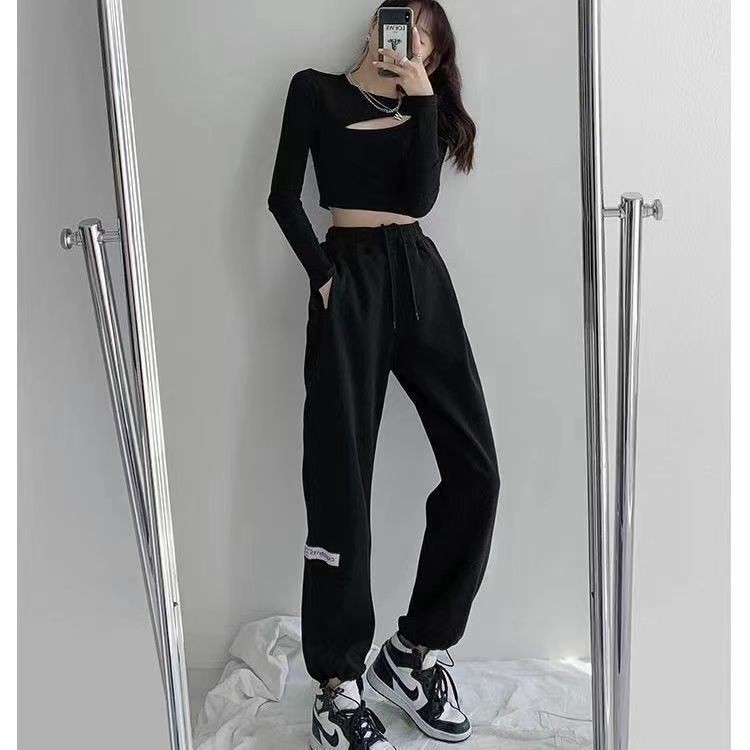 Quần Dài Thể Thao Dáng Rộng Lưng Cao Phối Dây Rút In Chữ Thời Trang Xuân Hè Mới Cho Nữ | BigBuy360 - bigbuy360.vn