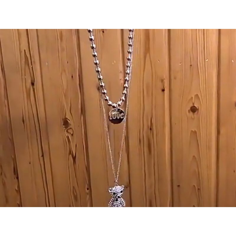 Dây chuyền mặt gấu bằng thép titan màu bạc thiết kế 2 lớp cá tính DC010- Fillibrastyle