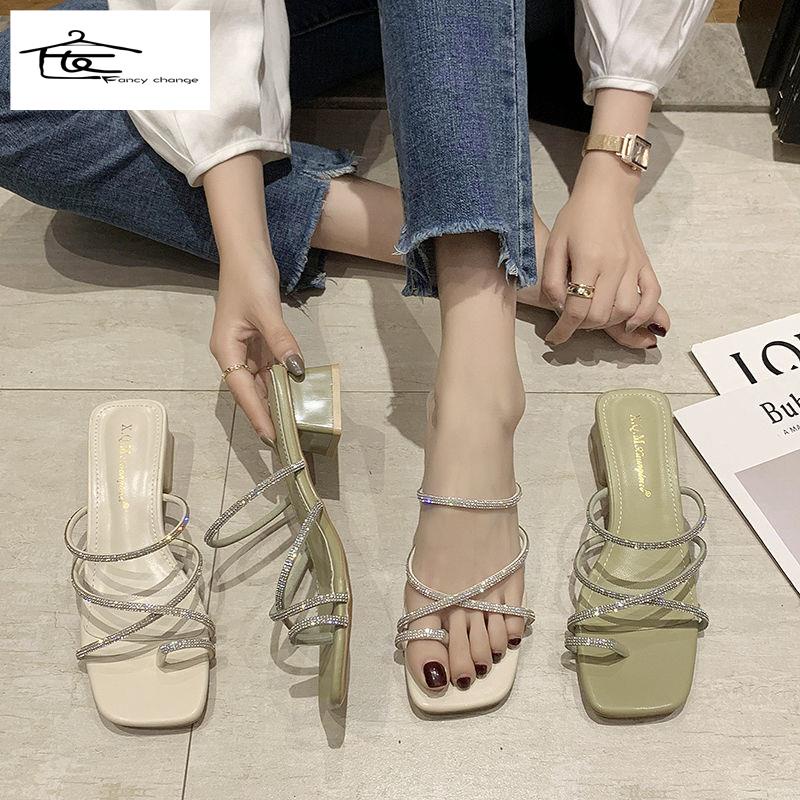 Dép Cao Gót Đính Đá Thời Trang Mùa Hè Dành Cho Nữ