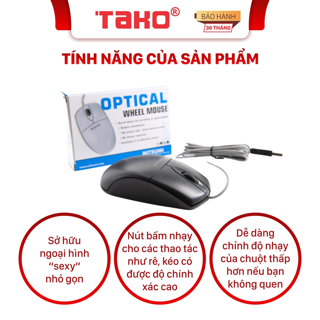 Chuột máy tính có dây Mitsumi ECM-S6703 . Chính hãng, BH 36 tháng