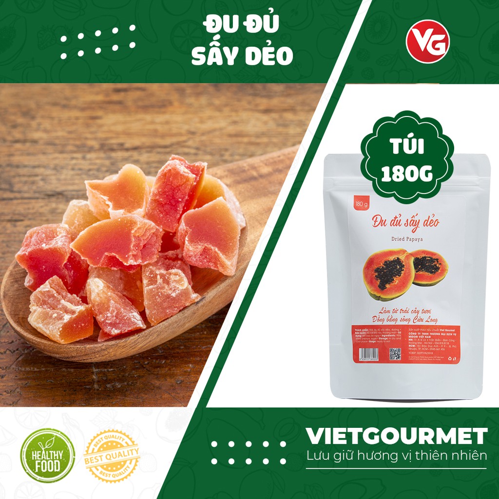 Đu đủ sấy dẻo hàng xuất khẩu, đặc sản Việt, hoa quả sấy, trái cây sấy, đồ ăn vặt Healthy