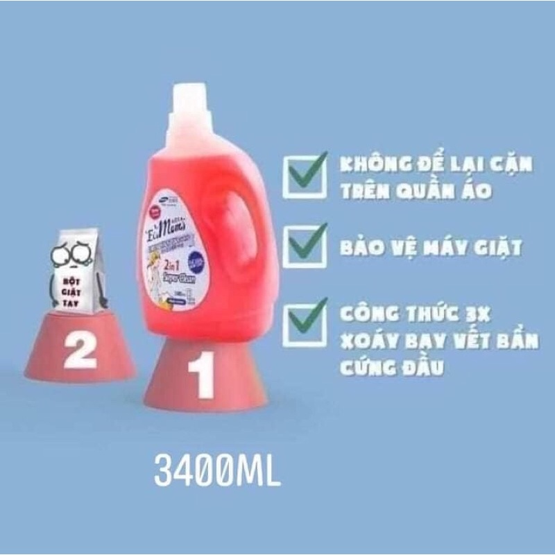 NƯỚC GIẶT XẢ CAO CẤP 2 TRONG 1 ECOMOM'S Hàn Quốc 3400ml