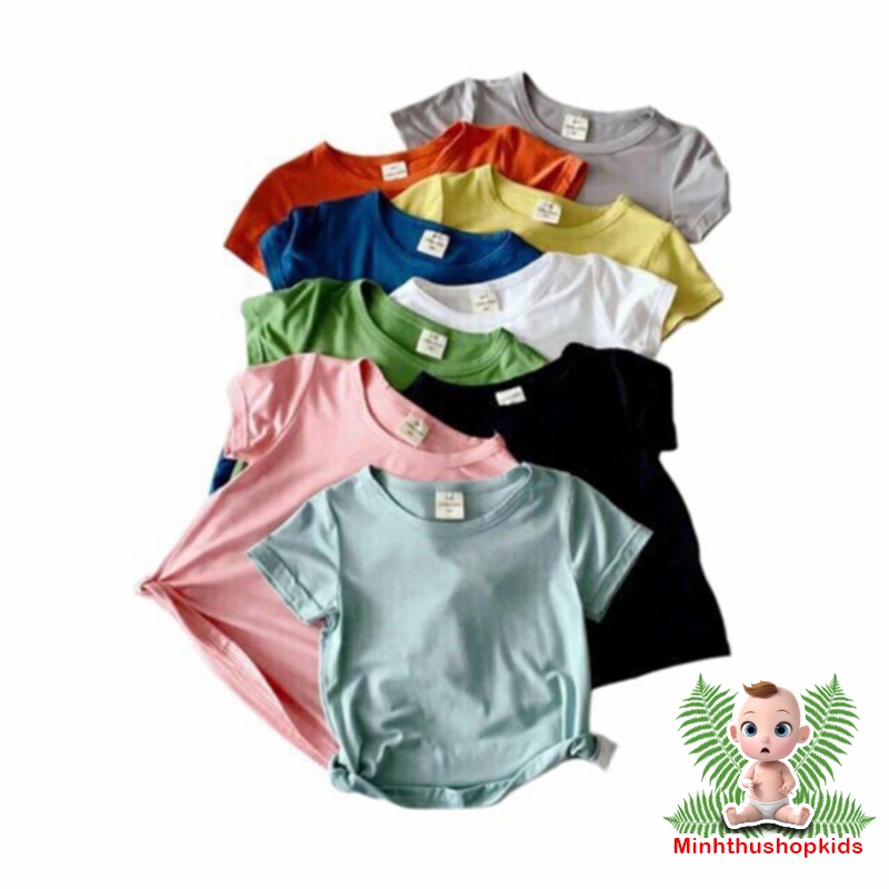 ÁO Cộc Tay CỔ TRÒN DÁNG BASIC CHO BÉ 8-18kg