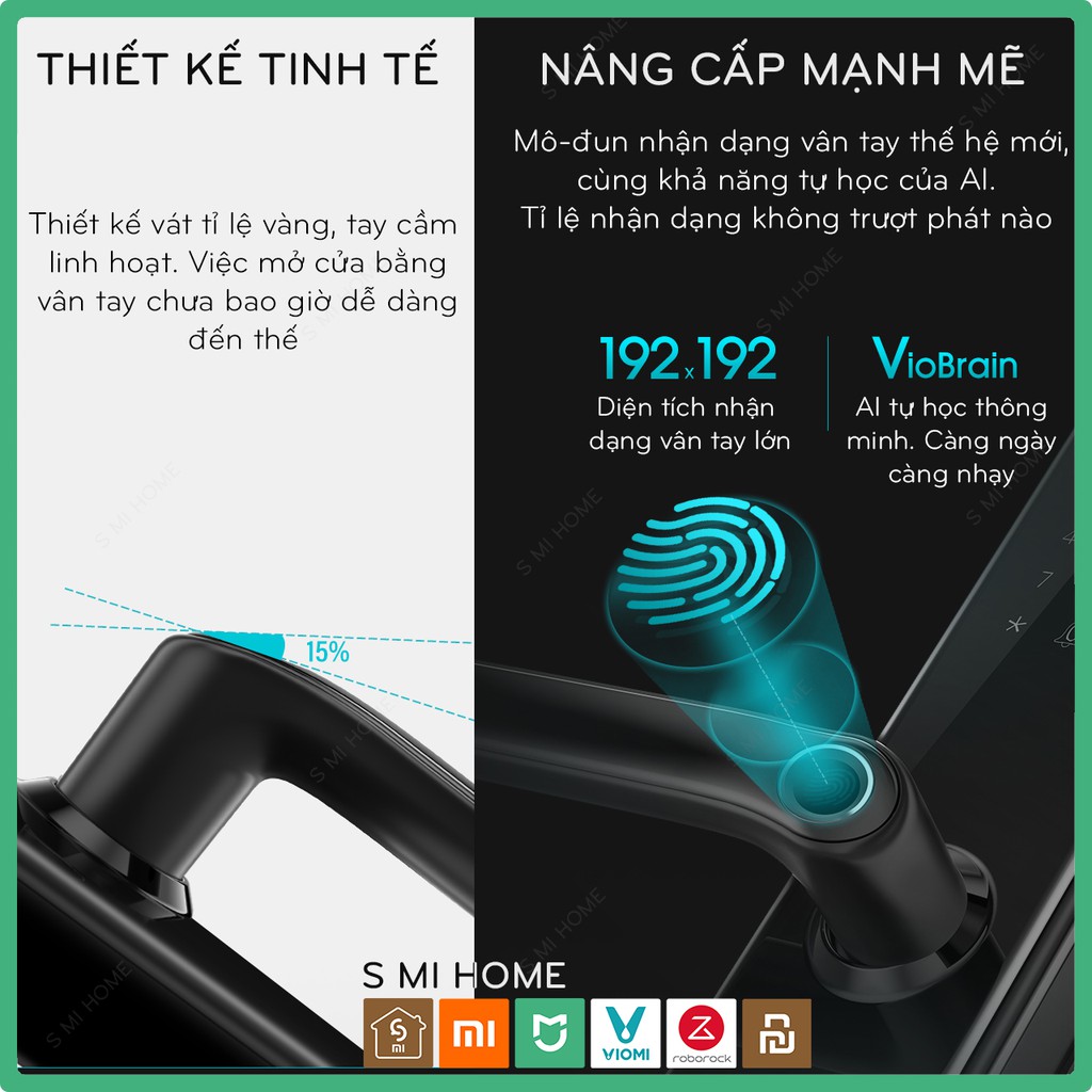 Khóa Vân Tay Thông Minh Xiaomi Viomi MS120 - Kết nối Mi Home | Mẫu mới nhất