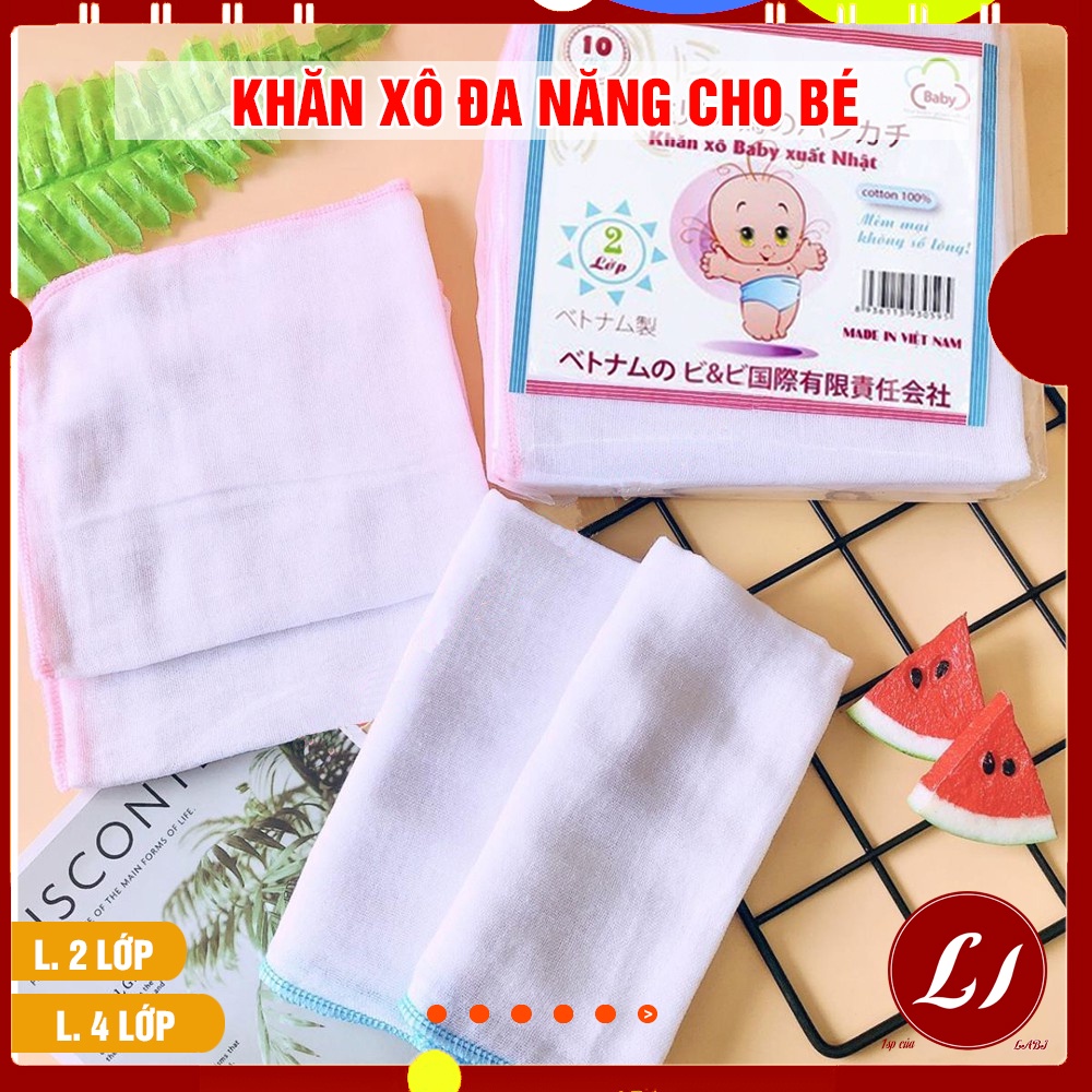 Gói 10 chiếc Khăn xô sữa trắng đa năng nhiều lớp cho bé - Khăn sữa