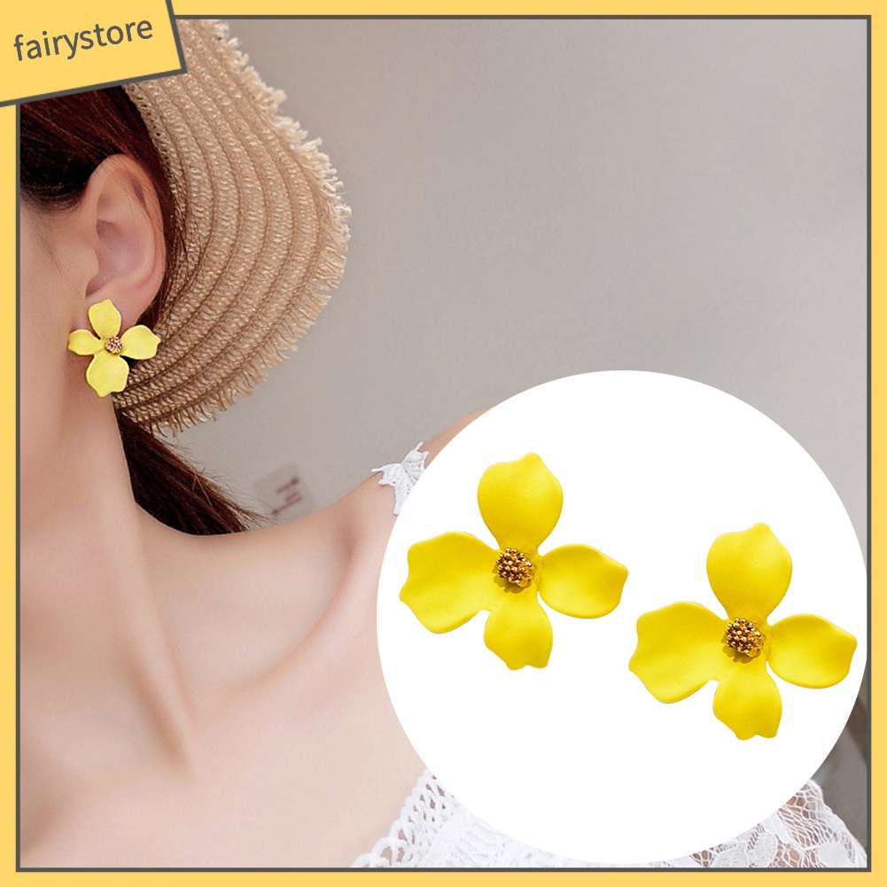 Khuyên Tai Kim Loại Hình Hoa Thời Trang Cho Nữ