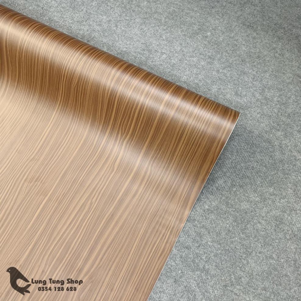 Decal gỗ nâu đậm vân ngang - Giấy dán tường bàn tủ có sẵn keo ( gỗ G11 )