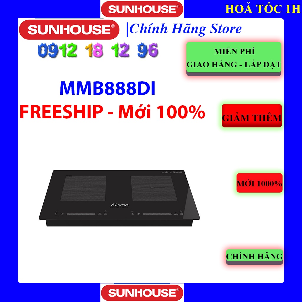 BẾP ĐÔI ĐIỆN TỪ SUNHOUSE MAMA MMB888DI , Bảo hành chính hãng 3 năm.