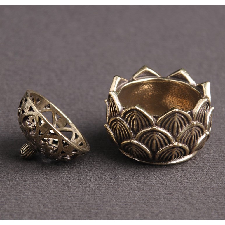 Thác khói trầm hương mini 🎁FREESHIP 🎁 Thác khói bằng đồng hình đôi tay đỡ bông hoa sen - Lư Trầm