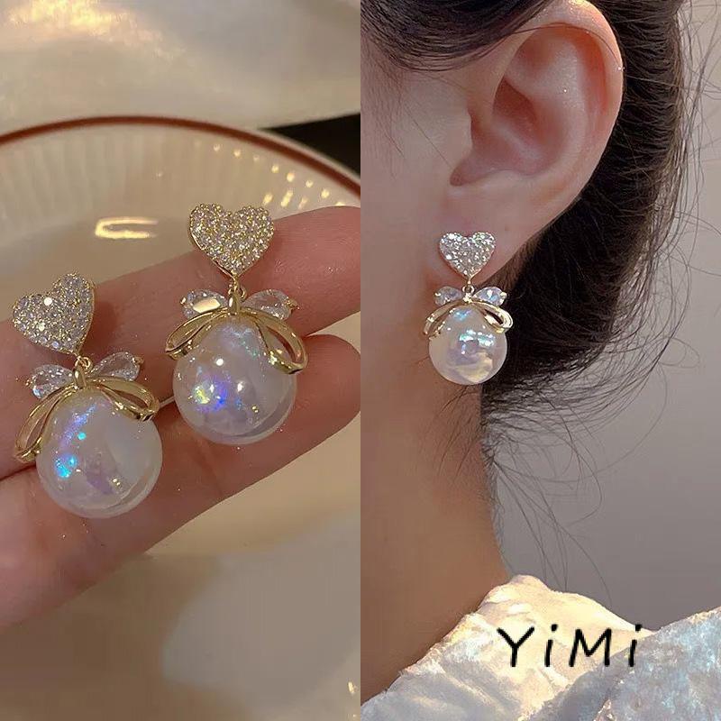 Bông Tai Hình Trái Tim Đính Đá Zircon Và Ngọc Trai Sang Trọng 2022