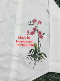 Áo sơ mi vẽ tay hoa lan