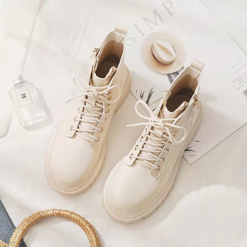 Giày Bốt Martin Cổ Thấp Lót Cotton Phong Cách Anh Quốc Thời Trang Thu Đông Mới Cho Nữ