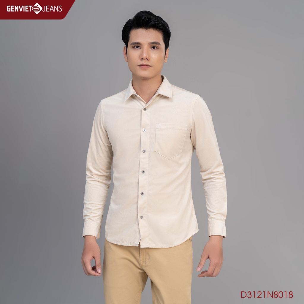 Áo Sơ Mi Nhung Nam Genviet Nhung Tăm Cao Cấp Dài Tay D3121N8018