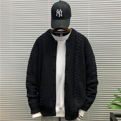 Áo khoác cardigan dệt kim dáng rộng phong cách đường phố thời trang mùa thu mới cho nam