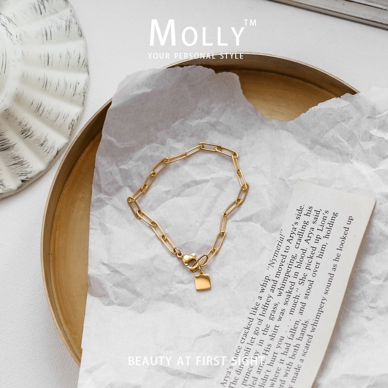 Molly™ Vòng Tay Mạ Vàng 18K Không Phai Màu Thời Trang Hàn Quốc Cho Nam Nữ