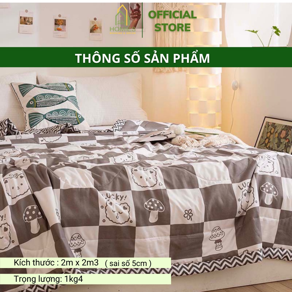 Chăn Hè Thu HOMIES Chất Vải Poly Cotton Mềm Mại Nhiều Màu Sắc - Kích Thước 2m x 2m3