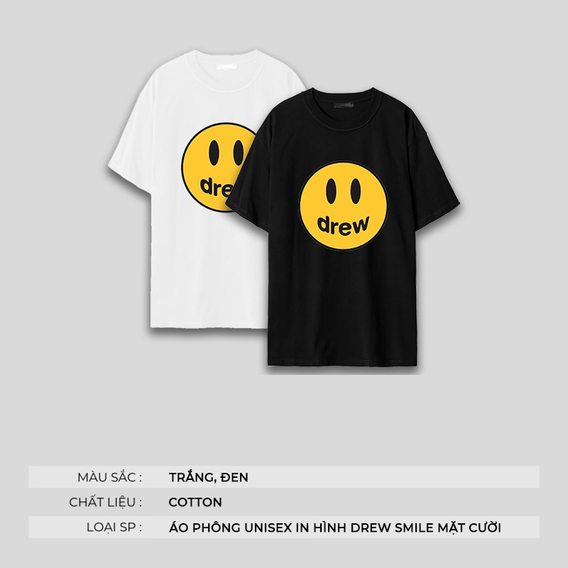 Áo thun nam nữ tay lỡ DREW House Mặt cười phong cách , Áo phông unisex  form rộng oversize chất liệu Cotton AQ21 | BigBuy360 - bigbuy360.vn