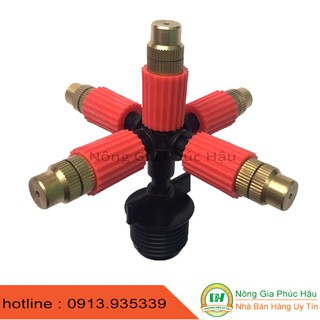combo 5 béc phun sương 5 hướng đầu đồng chân ren 21