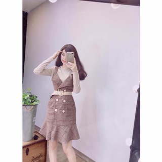 Set áo yếm kẻ