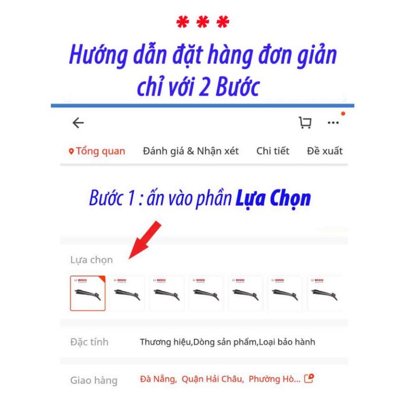 Thanh cần gạt nước mưa ô tô xương mềm thương hiệu cao cấp Bosch. Kích thước từ 14 inch đến 26 inch - Hàng Chính Hãng {CH