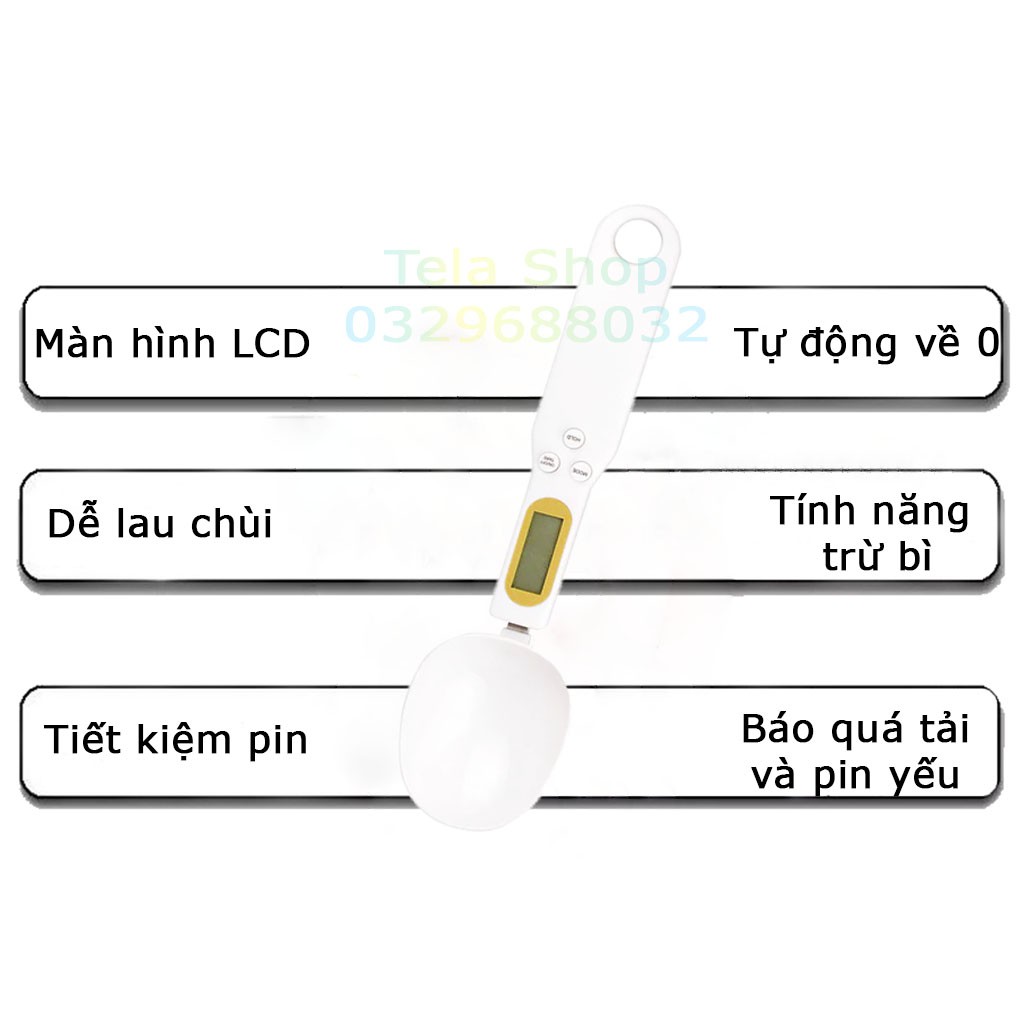 [BH 1 ĐỔI 1] Cân Muỗng Điện Tử 500g 0.1g Chính Xác Cao Nhỏ Gọn Dễ Sử Dụng Tela Shop