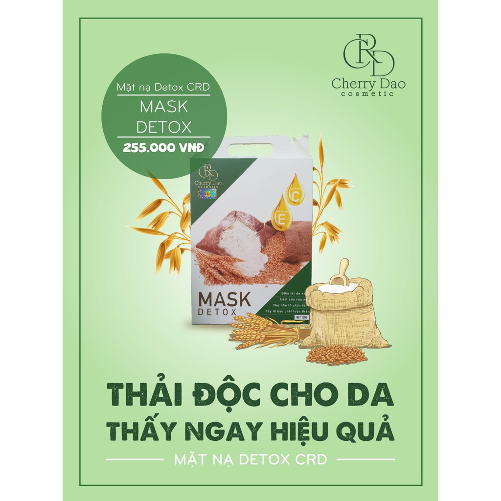 Mặt Nạ CRD Cherry Đào Thải Độc Trà Xanh Cám Gạo 150Gr