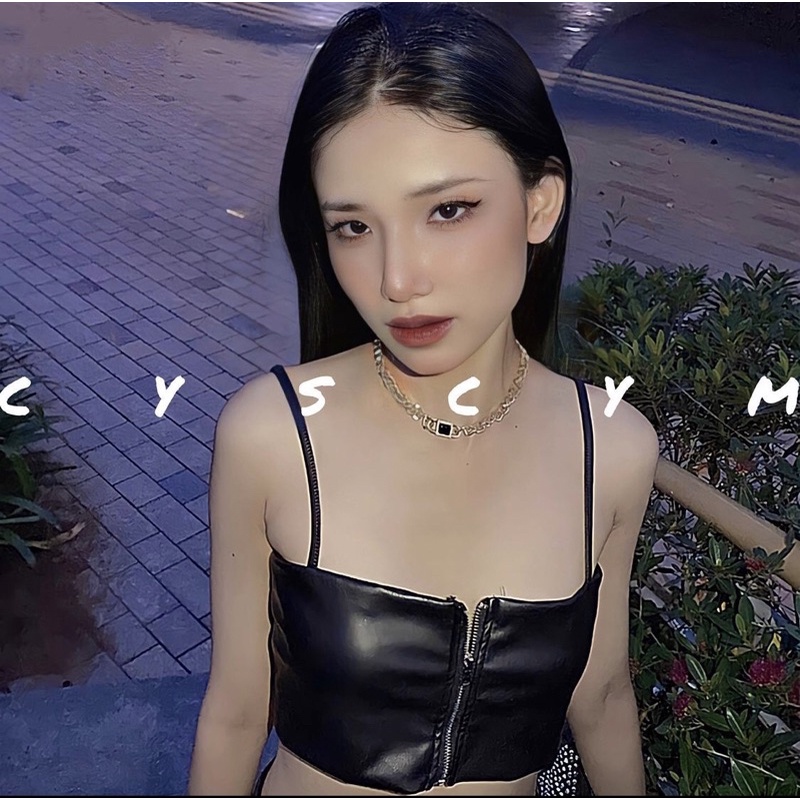 Áo croptop da 2 dây + nơ thắt -