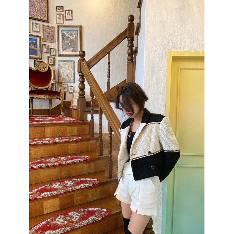Áo khoác lửng dạ tay dài koreastyle