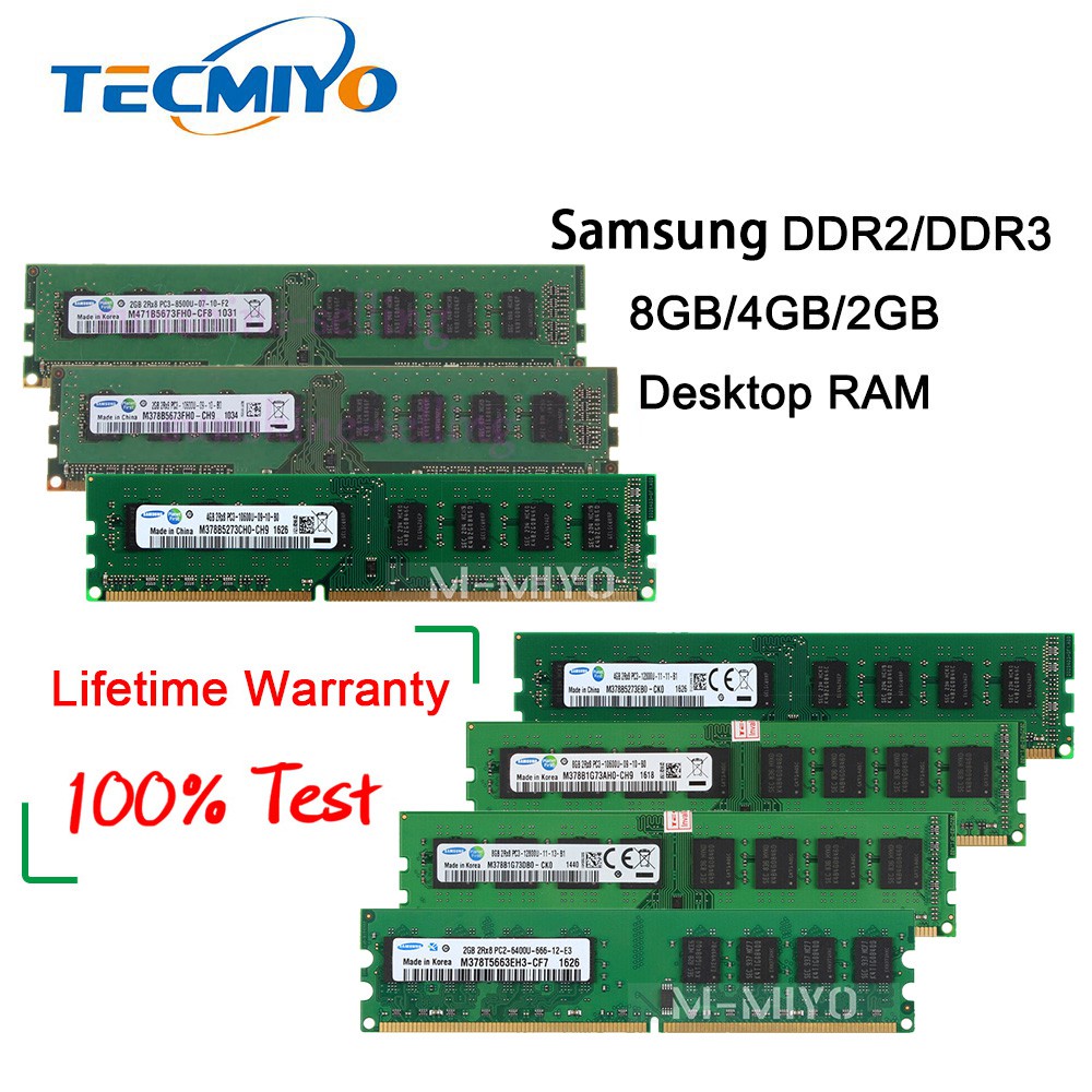 Bộ nhớ RAM DIMM 8GB 4GB 2GB DDR3 DDR2 667MHz 800MHz 1066Mhz 1333Mhz 1600Mhz cho máy tính bàn