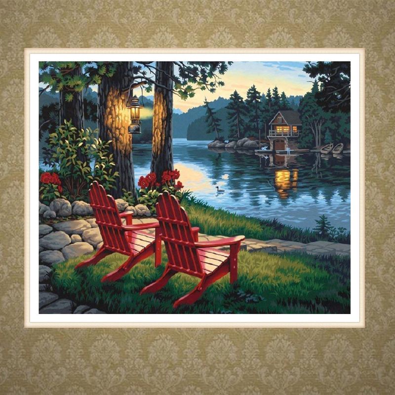 Bộ Tranh Đính Đá 5D Tự Làm Hình Phong Cảnh Ghế Blala Độc Đáo