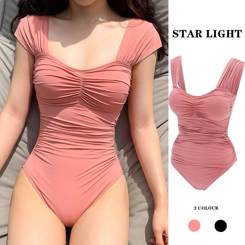 Bikini Đi Biển 1 Mảnh Có Tay Liền Thân Che Bụng Mỡ Đồ Bơi Nữ Chất Đẹp 2388 E-9
