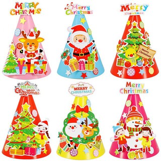 Đồ chơi Noel - Nón noel  Mũ noel bằng giấy tự trang trí (1 cái, giao ngẫu nhiên)