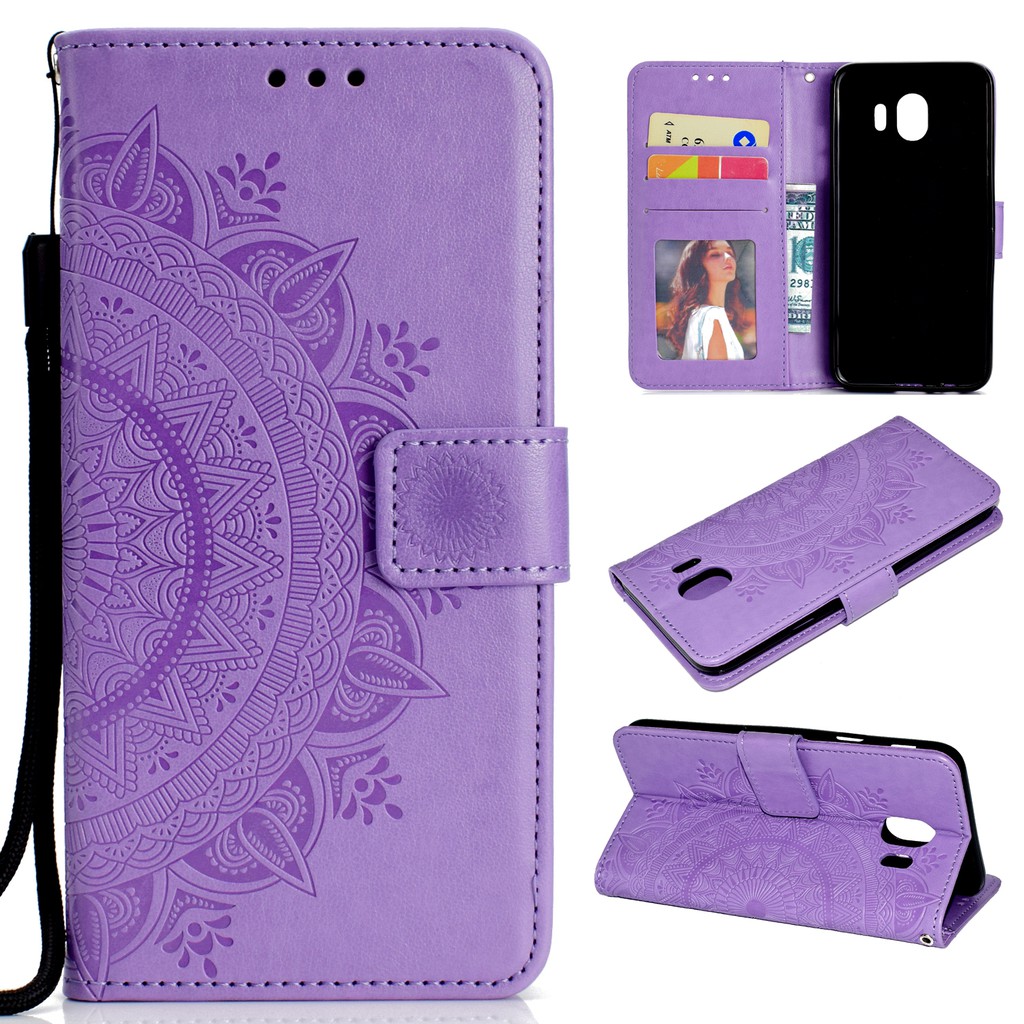 Bao da nắp gập họa tiết dập nổi sang trọng cho Samsung J4 J6 J8 Plus 2018 | BigBuy360 - bigbuy360.vn