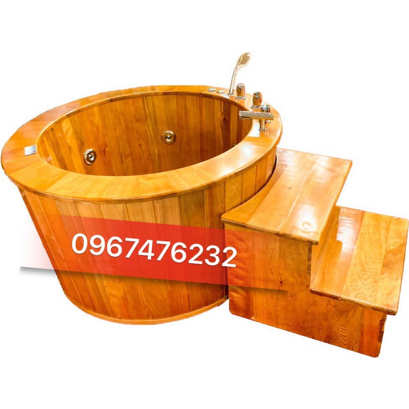 Bồn tắm gỗ tròn sục massage