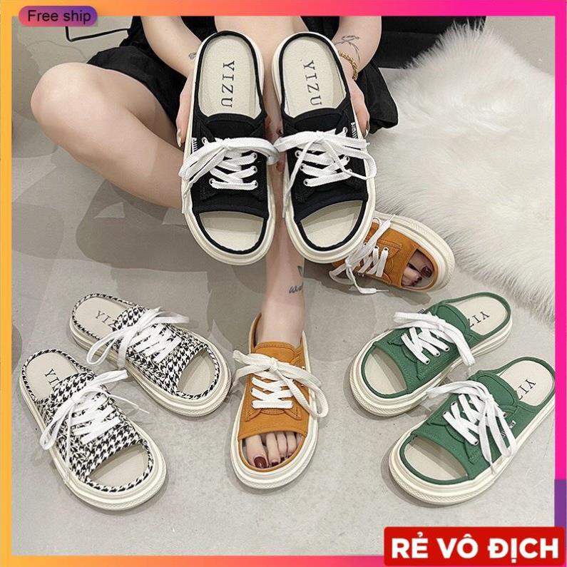 Giày Nữ - Giày Sục Nữ Đạp Gót Buộc Dây Hở Mũi Cao Cấp Thời Trang Phong Cách Hàn Quốc
